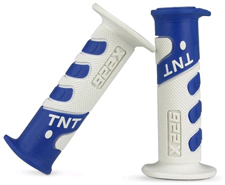 Handvat Set Wit / Blauw Cross (Tnt) Universeel Scooter / Schakelbrommer