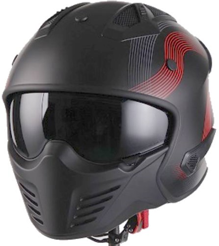 Helm Vito Bruzano - Kleur Mat Zwart Rood - Maat XXL